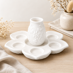 Blüten-Teelichterschale mit Vase
